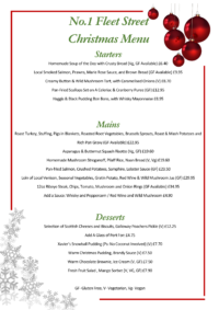 Christmas Menu 2026 No.1 Fleet Street@The Ship Inn